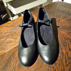 Capezio character dance shoes leather black ladies size 8.5